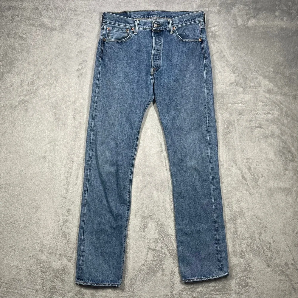 Levi's 501 Original Fit Jeans‎ Mens 34(33)x36(34) Blue Medium Wash Button Fly